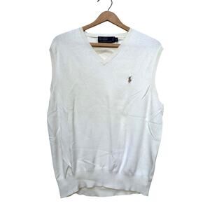 Polo Ralph Lauren Pima Cotton V-Neck Sweater Vest Cream XL
